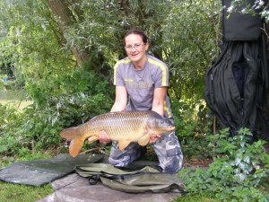 A nice 26lb Common from Heron caught by Claire Kirkby on 5th Sept 10