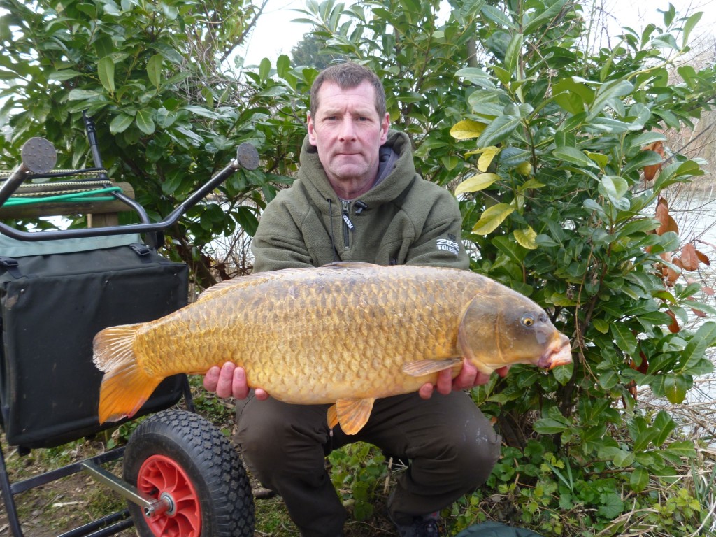 Guy Sherwood with one of his 20 fish in 48hrs haul. This one a 20lb 3oz ghost carp